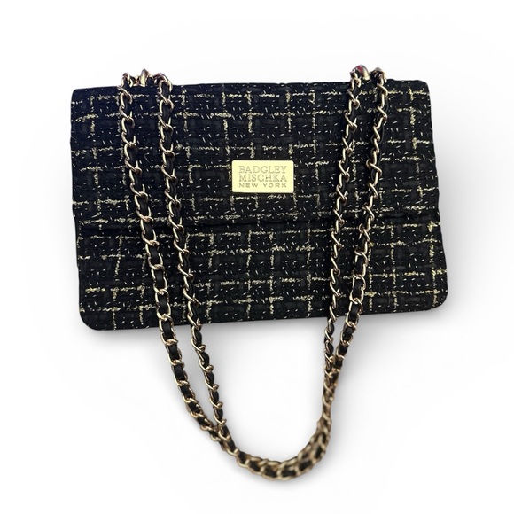 Badgley Mischka Tweed Shoulder/Crossbody Bag - Picture 2 of 8